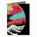 Retro Wave Kaiju Godzilla Japanese Pop Art Style Greeting Card Left