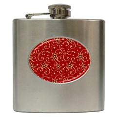 Christmas Texture Pattern Red Craciun Hip Flask (6 Oz)