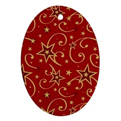 Christmas Texture Pattern Red Craciun Oval Ornament (two Sides)