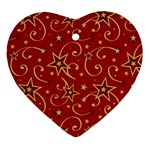 Christmas Texture Pattern Red Craciun Heart Ornament (Two Sides) Front