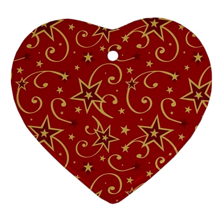 Christmas Texture Pattern Red Craciun Heart Ornament (Two Sides)