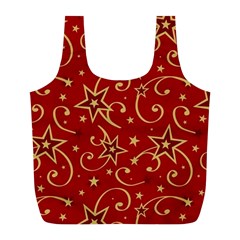 Christmas Texture Pattern Red Craciun Full Print Recycle Bag (l)