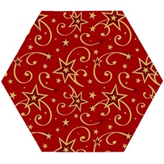 Christmas Texture Pattern Red Craciun Wooden Puzzle Hexagon by Sarkoni