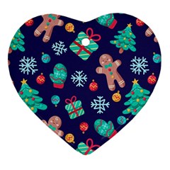 Christmas Texture New Year Background Trees Retro Pattern Ornament (heart) by Sarkoni