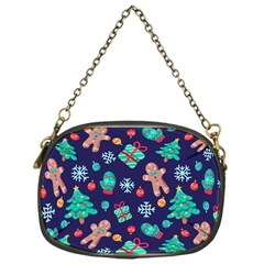 Christmas Texture New Year Background Trees Retro Pattern Chain Purse (one Side)