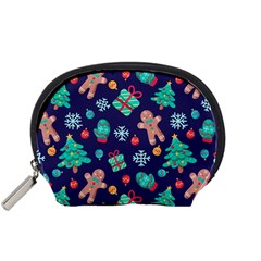 Christmas Texture New Year Background Trees Retro Pattern Accessory Pouch (small)