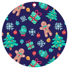 Christmas Texture New Year Background Trees Retro Pattern Uv Print Acrylic Ornament Round by Sarkoni