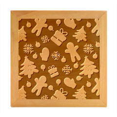 Christmas Texture New Year Background Trees Retro Pattern Wood Photo Frame Cube