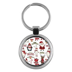 Christmas Characters Pattern Key Chain (round) by Sarkoni