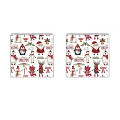 Christmas Characters Pattern Cufflinks (square)