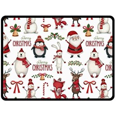 Christmas Characters Pattern Two Sides Fleece Blanket (large)