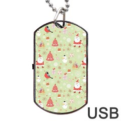 Christmas Pattern Christmas Tree Santa Dog Tag Usb Flash (two Sides) by Sarkoni