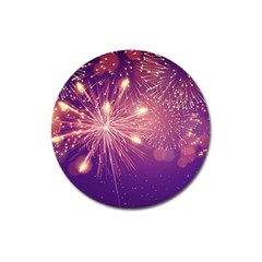 Fireworks On A Purple With Fireworks New Year Christmas Pattern Magnet 3  (round) by Sarkoni