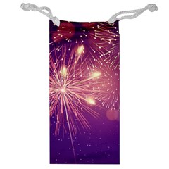 Fireworks On A Purple With Fireworks New Year Christmas Pattern Jewelry Bag by Sarkoni