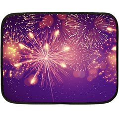 Fireworks On A Purple With Fireworks New Year Christmas Pattern Two Sides Fleece Blanket (mini)