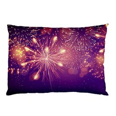 Fireworks On A Purple With Fireworks New Year Christmas Pattern Pillow Case (two Sides)