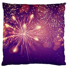 Fireworks On A Purple With Fireworks New Year Christmas Pattern Standard Premium Plush Fleece Cushion Case (one Side)