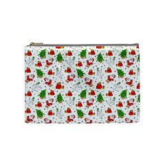 Christmas Santa Pattern Tree Cosmetic Bag (medium)