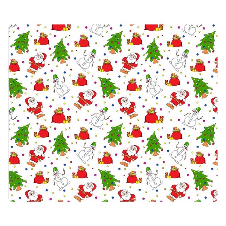 Christmas Santa Pattern Tree Two Sides Premium Plush Fleece Blanket (Small)