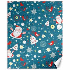 Christmas Pattern Santa Blue Canvas 16  X 20 