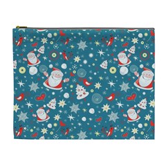 Christmas Pattern Santa Blue Cosmetic Bag (xl)