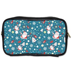 Christmas Pattern Santa Blue Toiletries Bag (two Sides)