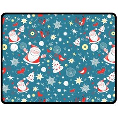 Christmas Pattern Santa Blue Fleece Blanket (medium)