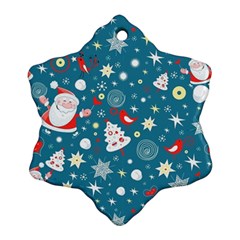 Christmas Pattern Santa Blue Snowflake Ornament (two Sides)