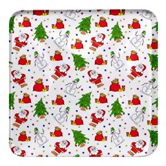 Christmas Santa Pattern Tree Square Glass Fridge Magnet (4 Pack) by Sarkoni