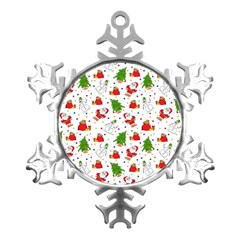 Christmas Santa Pattern Tree Metal Small Snowflake Ornament by Sarkoni