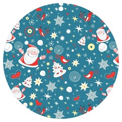 Christmas Pattern Santa Blue Uv Print Acrylic Ornament Round by Sarkoni