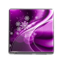 Purple Abstract Merry Christmas Xmas Pattern Memory Card Reader (square 5 Slot)