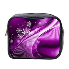 Purple Abstract Merry Christmas Xmas Pattern Mini Toiletries Bag (two Sides)