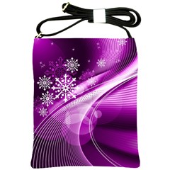 Purple Abstract Merry Christmas Xmas Pattern Shoulder Sling Bag by Sarkoni