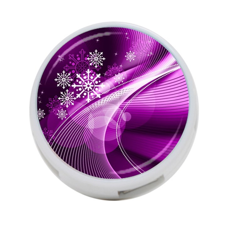 Purple Abstract Merry Christmas Xmas Pattern 4-Port USB Hub (One Side)