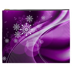 Purple Abstract Merry Christmas Xmas Pattern Cosmetic Bag (xxxl)