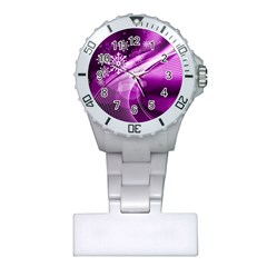 Purple Abstract Merry Christmas Xmas Pattern Plastic Nurses Watch