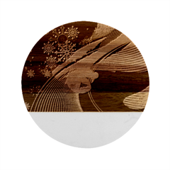 Purple Abstract Merry Christmas Xmas Pattern Marble Wood Coaster (round) by Sarkoni