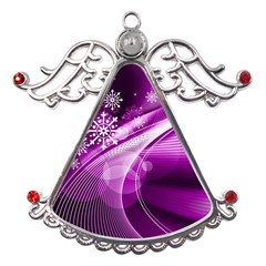 Purple Abstract Merry Christmas Xmas Pattern Metal Angel With Crystal Ornament by Sarkoni