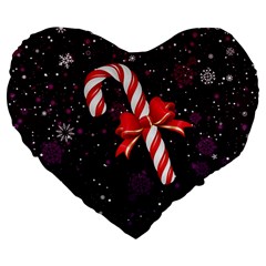 Christmas Lollipop Bowknot Celebrations Large 19  Premium Heart Shape Cushions