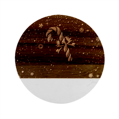 Christmas Lollipop Bowknot Celebrations Marble Wood Coaster (round) by Sarkoni