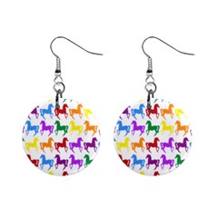Colorful Horse Background Wallpaper Mini Button Earrings