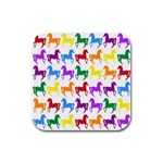 Colorful Horse Background Wallpaper Rubber Square Coaster (4 pack) Front