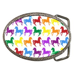Colorful Horse Background Wallpaper Belt Buckles