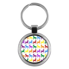 Colorful Horse Background Wallpaper Key Chain (Round)