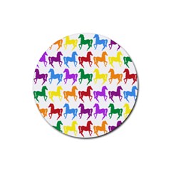 Colorful Horse Background Wallpaper Rubber Coaster (Round)
