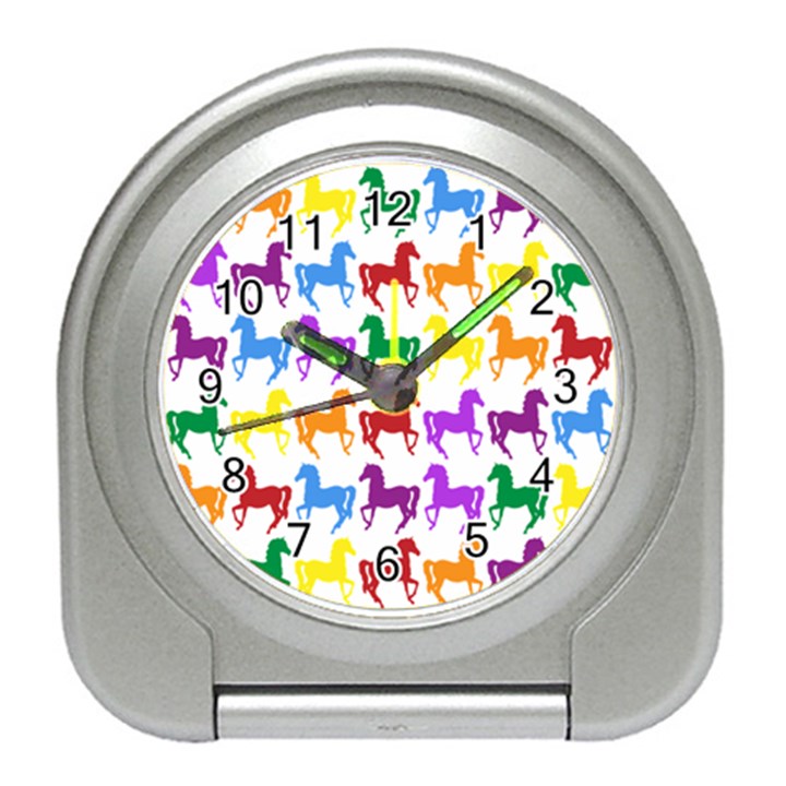 Colorful Horse Background Wallpaper Travel Alarm Clock