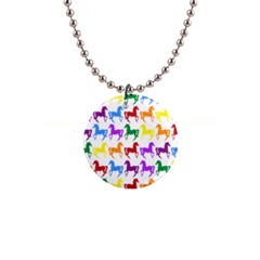 Colorful Horse Background Wallpaper 1  Button Necklace