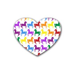 Colorful Horse Background Wallpaper Rubber Heart Coaster (4 pack)