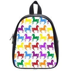 Colorful Horse Background Wallpaper School Bag (Small)